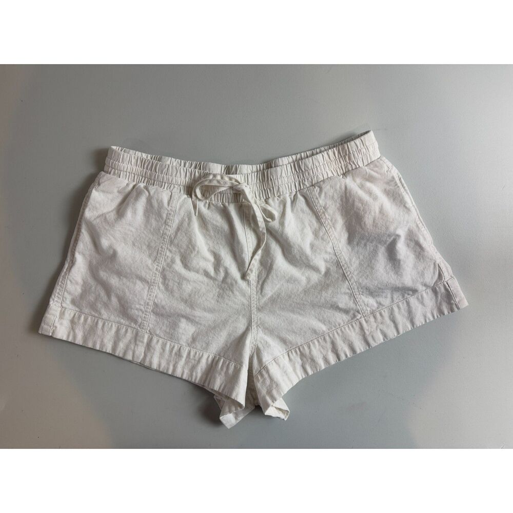 Universal Thread White Linen Rayon Blend Shorts Pull On Drawstring Size L
